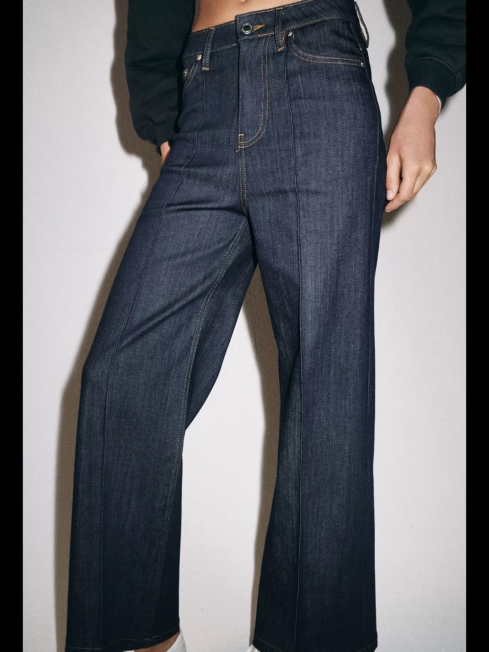 Zara Dark Blue Wide-Leg Women's Jeans